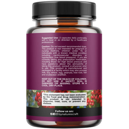 High Strength Hawthorn Berry Capsules - Pure Antioxidant Hawthorn Berry Supplement with Leaf & Flower Extract 4:1 for Healthy Heart & Digestion - Energy Support for Men & Women - 120 Count Pack