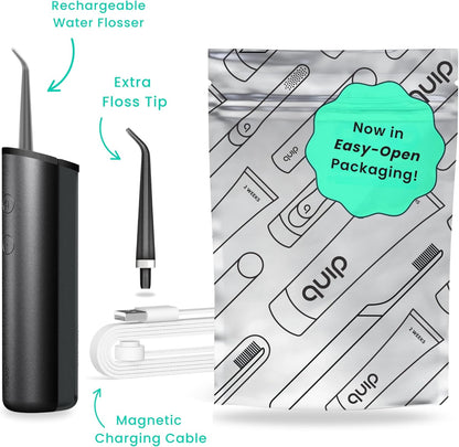 quip Water Flosser with Replacement Tip, Cordless Dental Pick, All Black