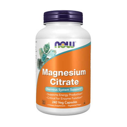 NOW Supplements, Magnesium Citrate, Enzyme Function*, Nervous System Support*, 120 Veg Capsules