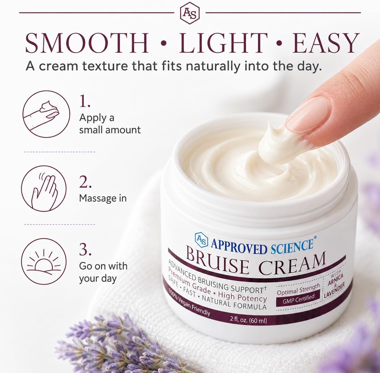 Approved Science Bruise Cream - Arnica and Lavender - Soothe and Fade Bruises - 6 Fl. Oz - 3 Pack - Vegan