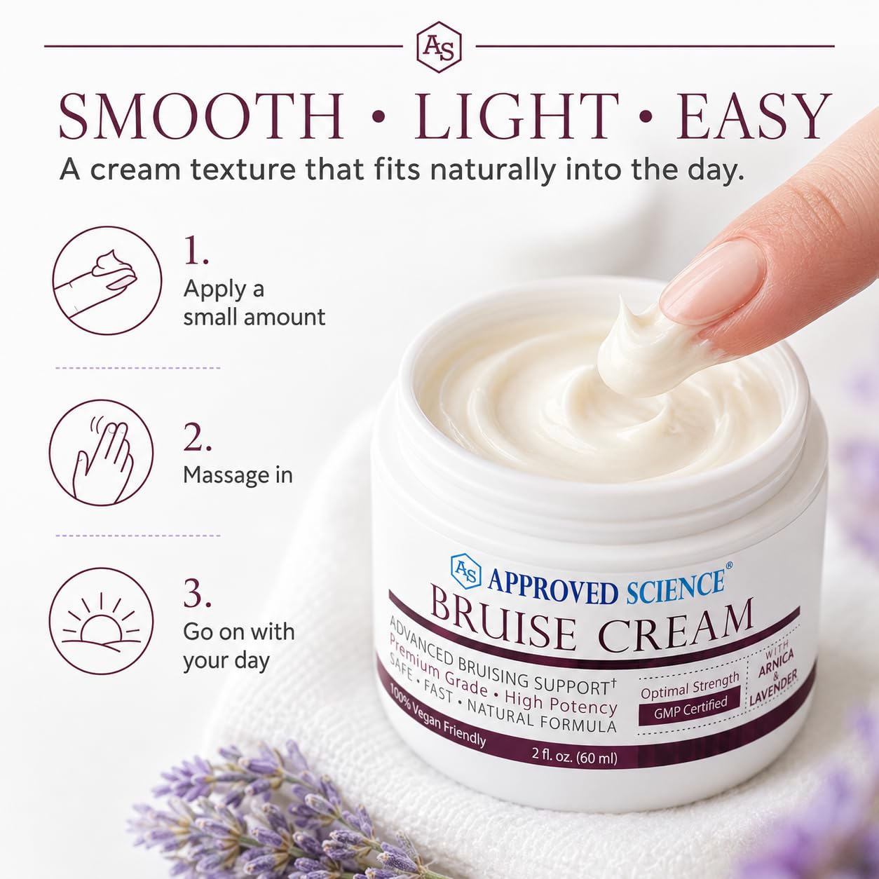 Approved Science Bruise Cream - Arnica and Lavender - Soothe and Fade Bruises - 6 Fl. Oz - 3 Pack - Vegan