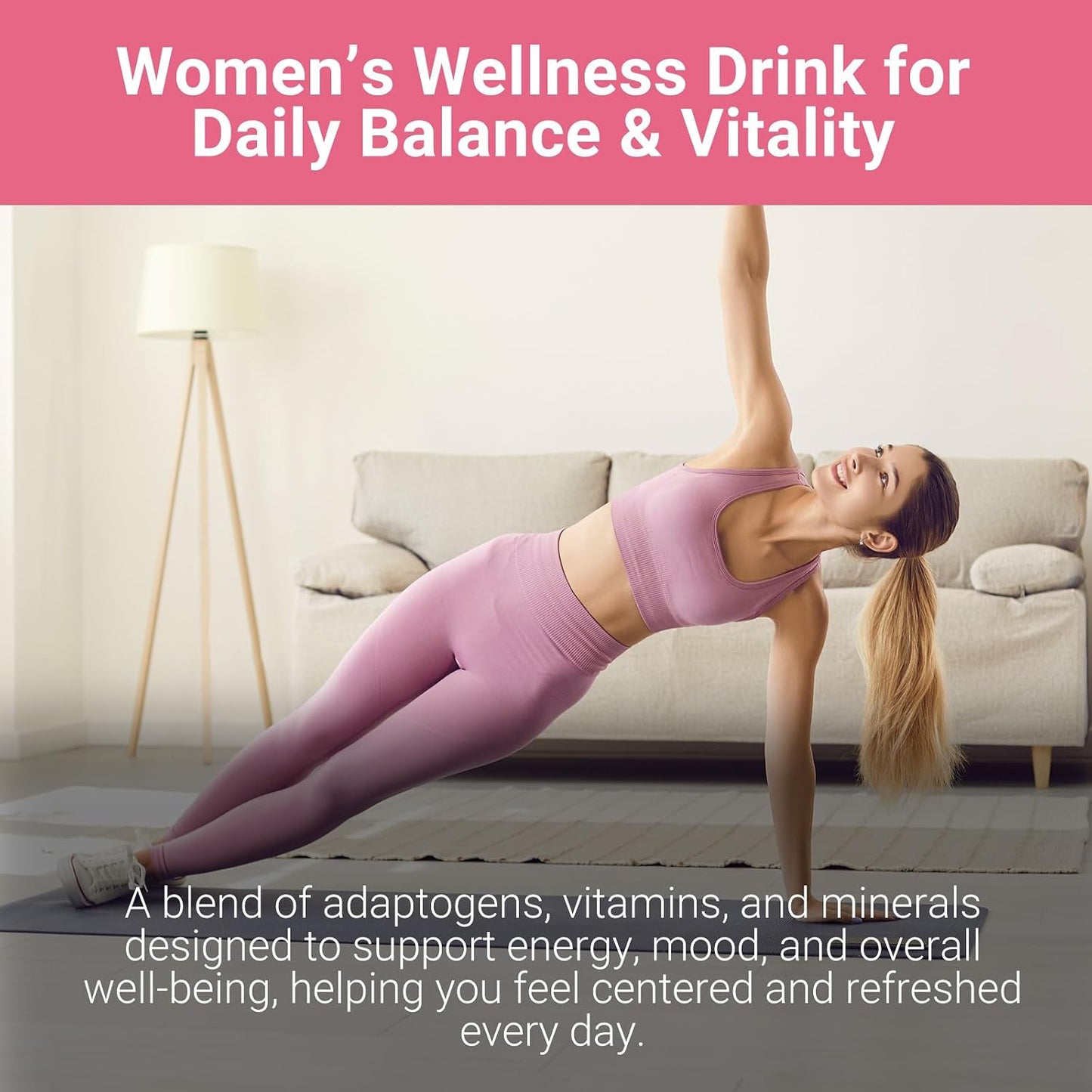 Hormone Balance for Women, Female Hormonal Support Drink Mix with Myo-inositol, Magnesium, Rhodiola Rosea, Vitamin C, Cortisol Supplement for Women, Vegan, Sugar-Free, Non-GMO, 30 Stick Packs