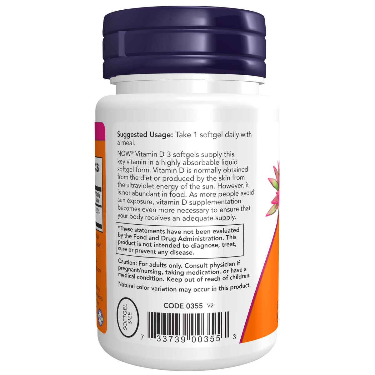 NOW Supplements, Vitamin D-3 2,000 IU, High Potency, Structural Support*, 30 Softgels