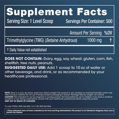 ProHealth TMG Amino Acid Blood Pressure (Trimethylglycine - Betaine Anhydrous Supplement) - Methylation Support 250 Grams Bulk Powder Longevity