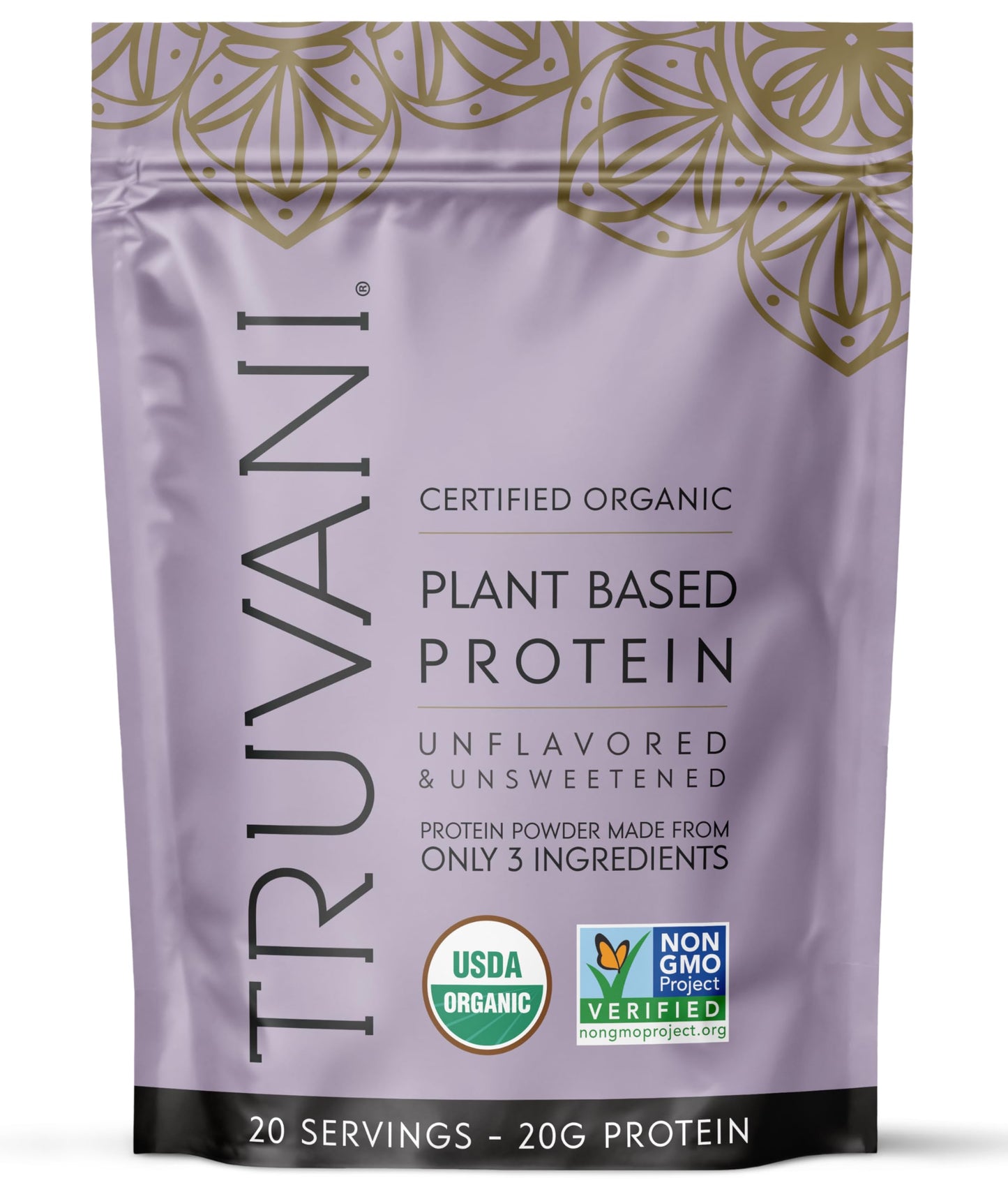 Truvani Organic Plant Based Protein Powder | Vanilla | 18 Servings | Vegan | 20g Pea Protein | Keto | Gluten & Dairy Free | Low Carb | No Added Sugar