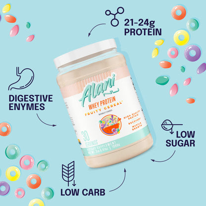Alani Nu Whey Protein Powder Fruity Cereal | 23g Protein with Low Sugar & Digestive Enzymes