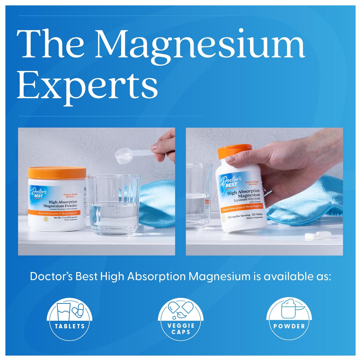 Doctor's Best High Absorption Magnesium Glycinate Lysinate Supplement for Sleep Support - Chelated Magnesium Tablets for Women & Men, 200mg per Serving, Supports Calm & Relaxation, Vegan - 240 Count