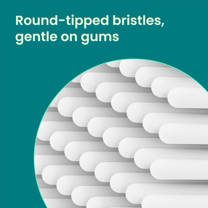 Quip Rev Oscillating Rechargeable Electric Toothbrush with Toothbrush Heads 4 Pack Product Bundle - Soft Bristles, Pressure Sensor, Compact - Blue Stone