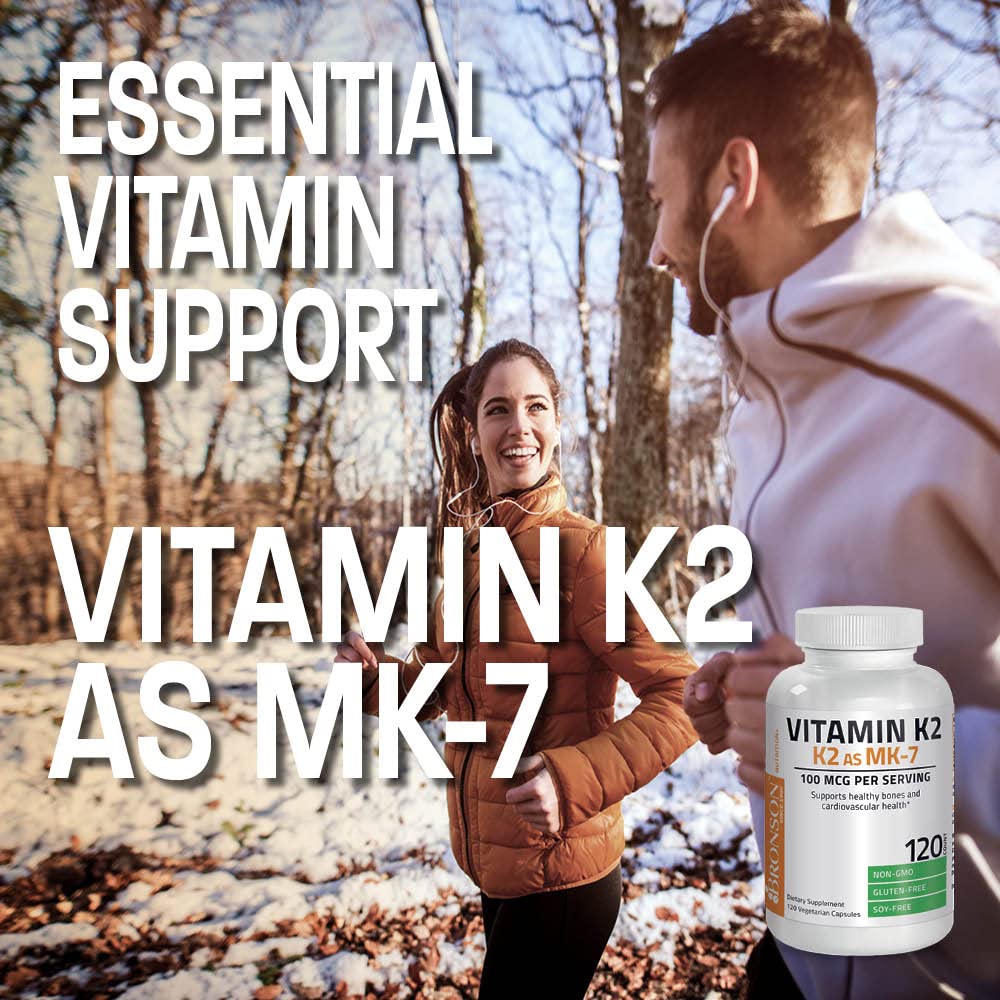 Bronson Vitamin K2 as MK-7 Menaquinone 100 mcg Non-GMO, 120 Capsules