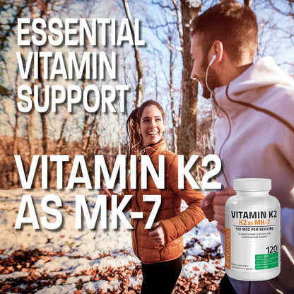 Bronson Vitamin K2 as MK-7 Menaquinone 100 mcg Non-GMO, 120 Capsules