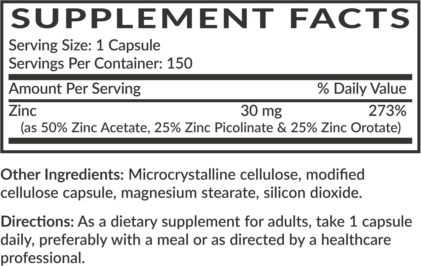 Futurebiotics Zinc Triple Action 30mg Key Nutrient Blend Immune Support Supplement with Zinc Acetate, Picolinate & Orotate - Immune, Antioxidant & Skin Health Support - 150 Vegetarian Capsules