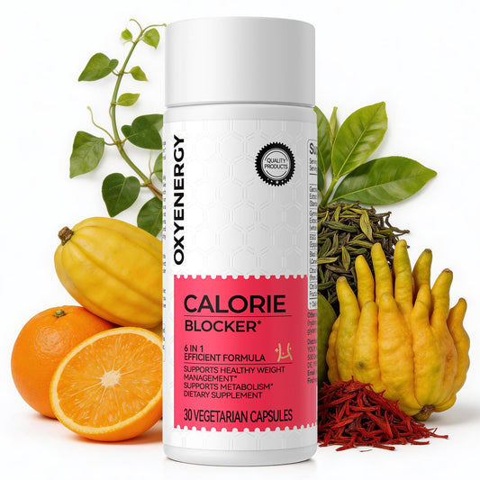 OxyEnergy Calorie Blocker 6-in-1 Natural Weight Loss Supplement for Women | Boosts Metabolism, Suppresses Fat Synthesis & Appetite ，Daily Supplement with Garcinia Cambogia, Bergamot, 30 Capsules