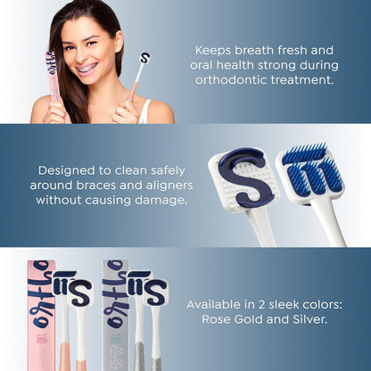 SuperMouth Ortho Tongue Scraper for Braces & Aligners, Rose Gold
