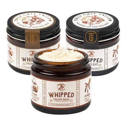 True Grit Beef Tallow for Skin – All-Purpose Moisturizer with Bison Tallow – Cigar and Saddle Scent – John Wayne Inspired Whipped Tallow Balm, Pack of 3