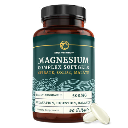 Triple Magnesium Softgels | Citrate, Malate, & Oxide | Highly Absorbable Magnesium 