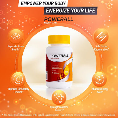 U.S. Health Club PowerAll Adult Multivitamin for Men & Women, 30 Tablets | Adult Multivitamin , Lutein, Vitamin K1, Iron, Zinc, Selenium, Boron, Chromium