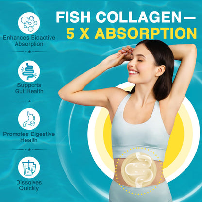 DRFOSTER Marine Collagen Peptides Powder with MSM + GC, Multi Type I & III Collagen with Hyaluronic Acid, Vitamin C & E for Skin, Hair & Nails, Wild-Caught Fish, 50 Servings