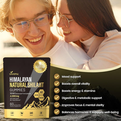VivoNu Shilajit* Gummies,Pure Himalayan* micronutrient Supplement, Himalayan Premium Ingredient with Shilajit, Ashwagandha, Gokshura, Fulvic Acid & 85+ Trace Minerals I for Men & Women (4000MG/1 Bag)