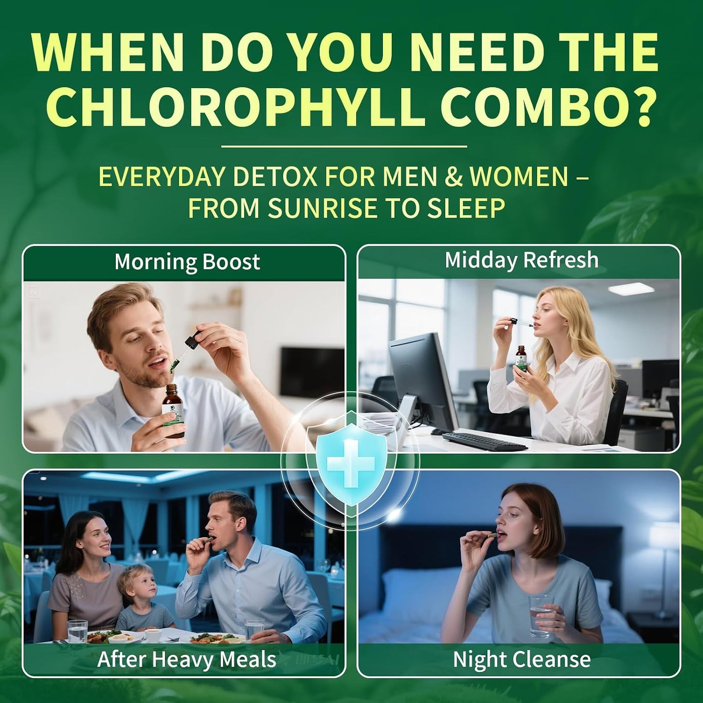 Liquid Chlorophyll Drops with Caps for Immune, Detox & Antioxidant | Chlorophyll Daily Combo for Digestion & Gut Health, Energy, Internal Deodorizer, Vegan, Sugar-Free, 2Oz + 120 Caps