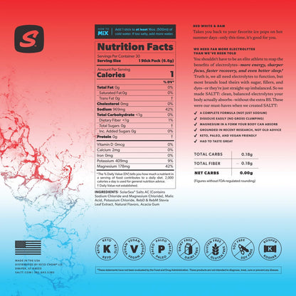 SALTT Electrolyte Packets - Clean Slate (30 Sticks) - Zero Sugar