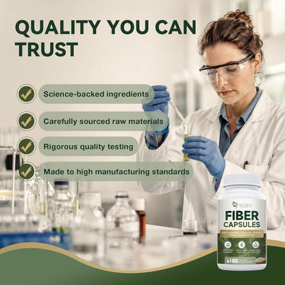 Migcopat Psyllium Husk Fiber Capsules, Fiber Supplement with Prebiotic Probiotic & Digestive Enzymes, Slippery Elm & Aloe Vera, Supports Gut Health & Regularity for Women & Men - 180 Capsules