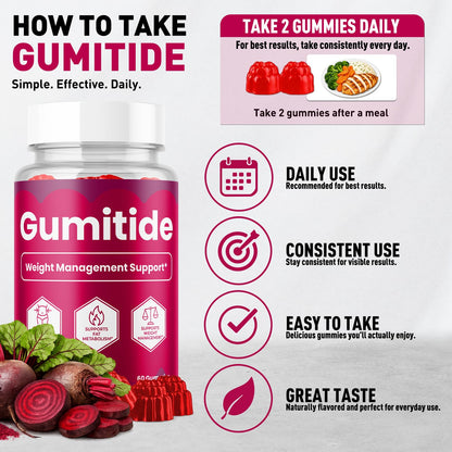 (2 Pack) Gumitide Gummies, Official Gumitide Supplement (120 Gummies)