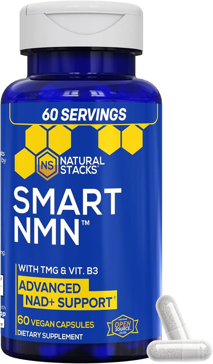 Smart NMN NAD Supplement, Healthy Aging Support With TMG - 60 Capsules | Advanced Nicotinamide Mononucleotide Formula for NAD+ production - Supports Long Term Brain Health - Natural Stacks