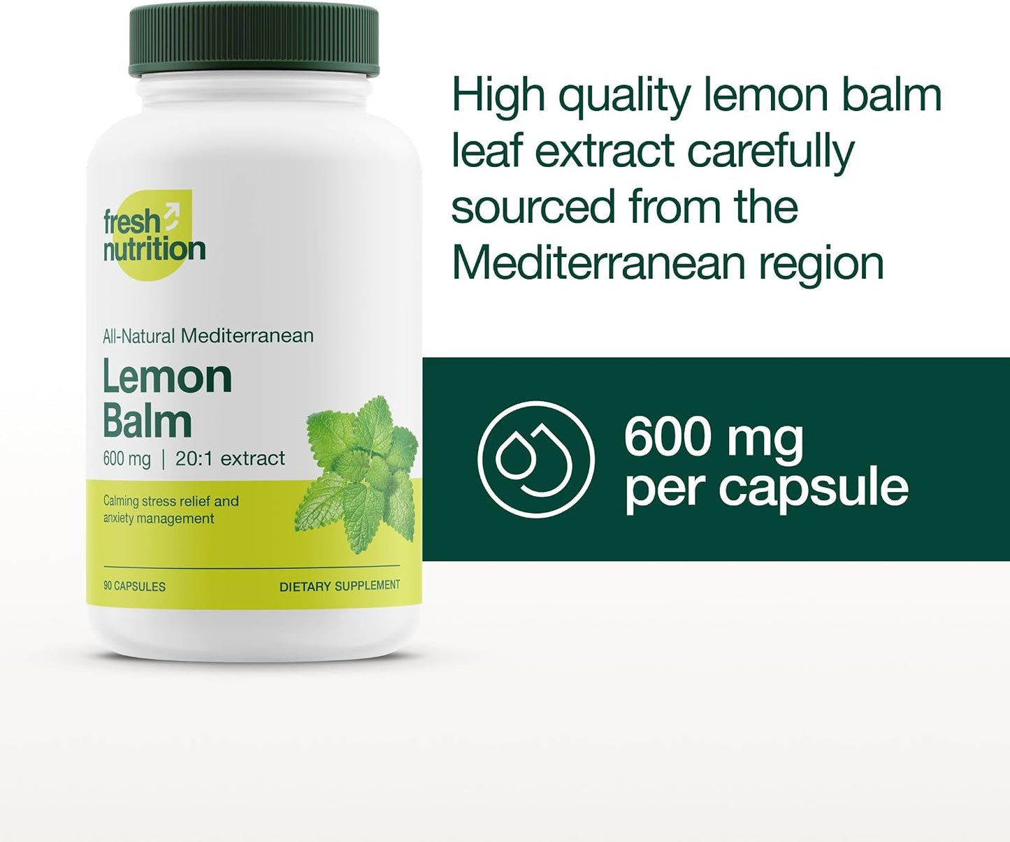 Fresh Nutrition Lemon Balm Extract Capsules.