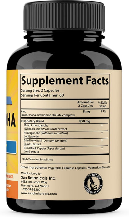 Organic 4in1 Ashwagandha w/Zinc & Organic Turmeric Curcumin w/Bioperine Black Pepper Extract| Supports Immune System| Non-GMO