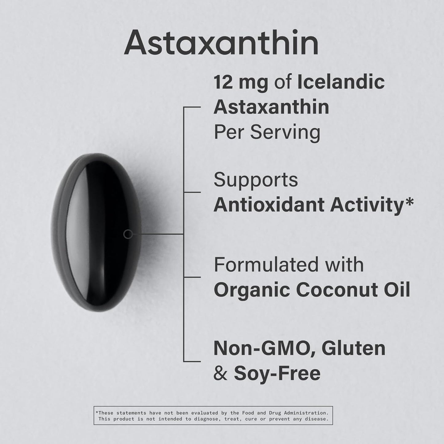 Sports Research® Triple Strength Astaxanthin 12mg w/Organic Coconut Oil - Antioxidant Supplement for Skin & Eye Health Support* - Soy Free · Non-GMO · Gluten Free - 60 Softgels