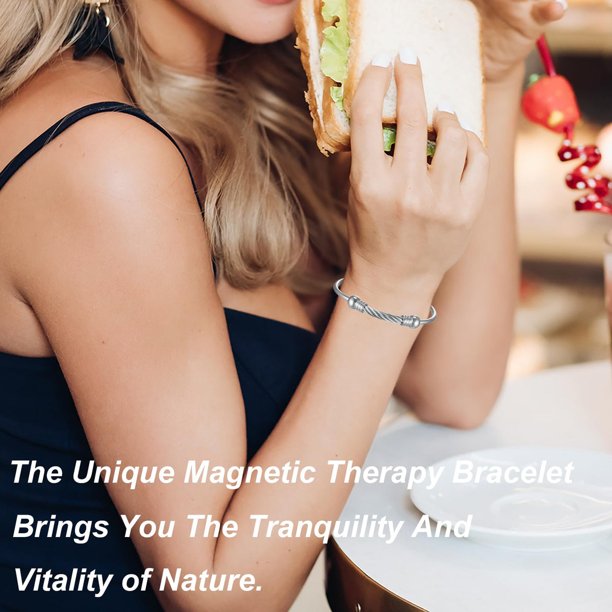 EnerMagiX Magnetic Bracelet for Women for Arthritis and Joint,Twisted Cable Stainless Steel Bangle