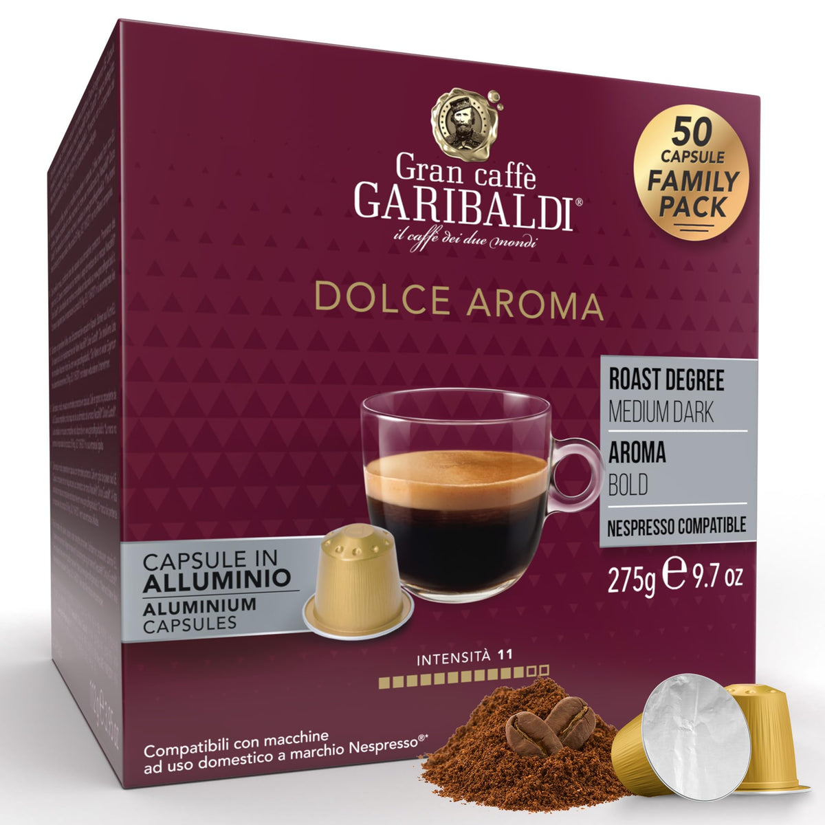 Gran Caffè Garibaldi Espresso Pods, Decaffeinato, 50Count