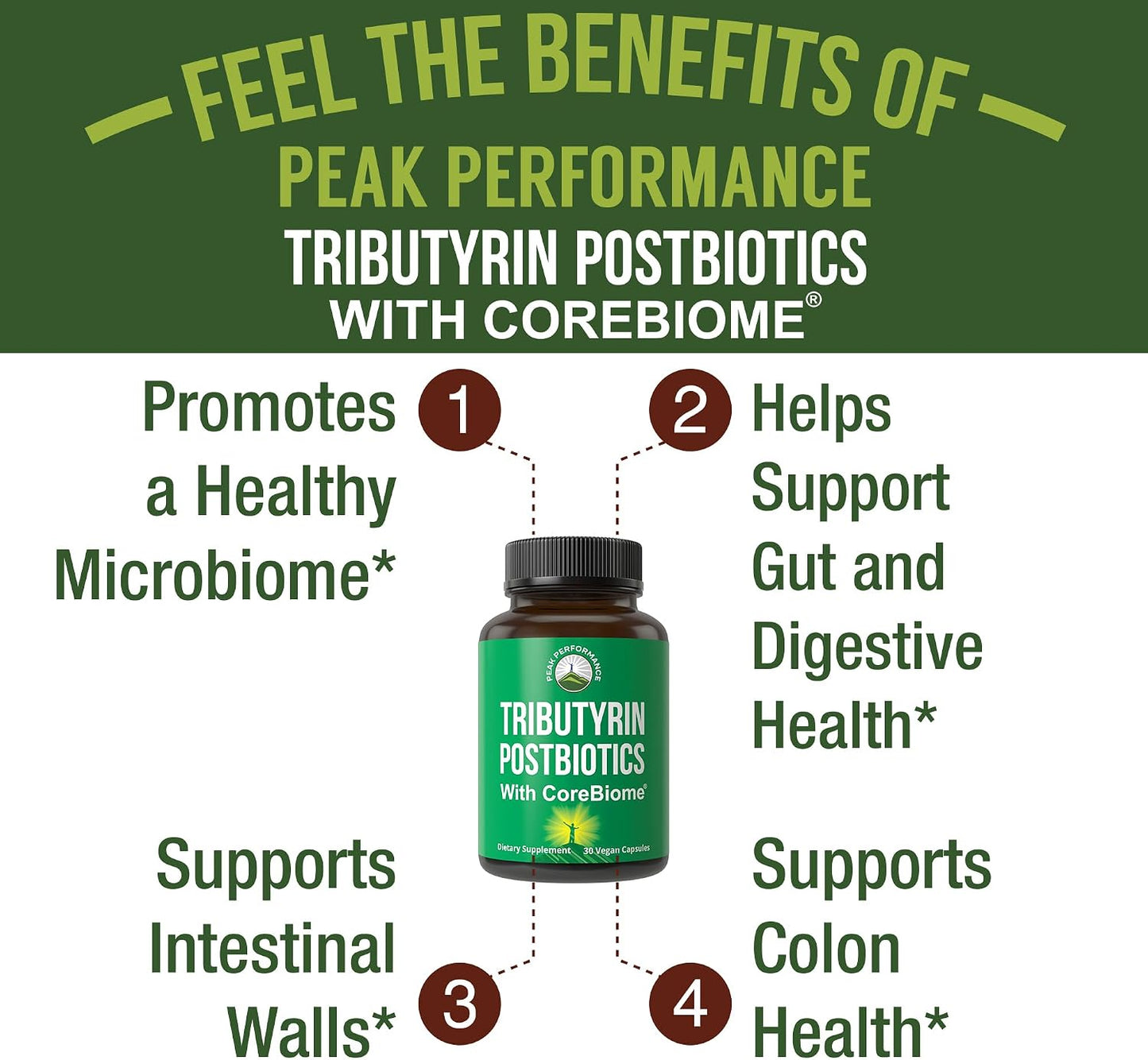 CoreBiome Tributyrin Postbiotic Supplement Clinically Tested for Gut Health. More Effective Than Sodium Butyrate Capsules. High Bioavailability Post Biotics for Digestive, Leaky Gut, Colon, Microbiome