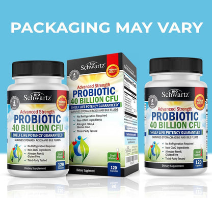 Probiotic 40 Billion CFU with Organic Prebiotics for Gut Health, 60 Count