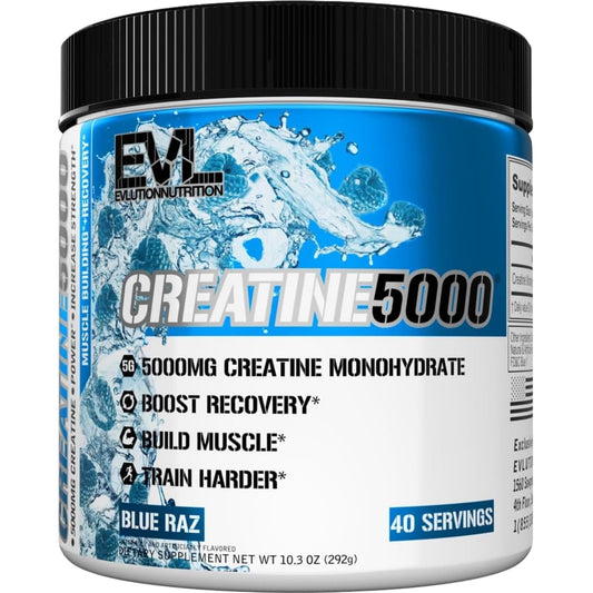 Evlution Nutrition Creatine 5000 - Supports Faster Recovery Lean Muscle Growth & Performance - Pre & Post Workout Powder - 5000mg Pure Creatine Monohydrate Per Serving - 60 Servings - Unflavored