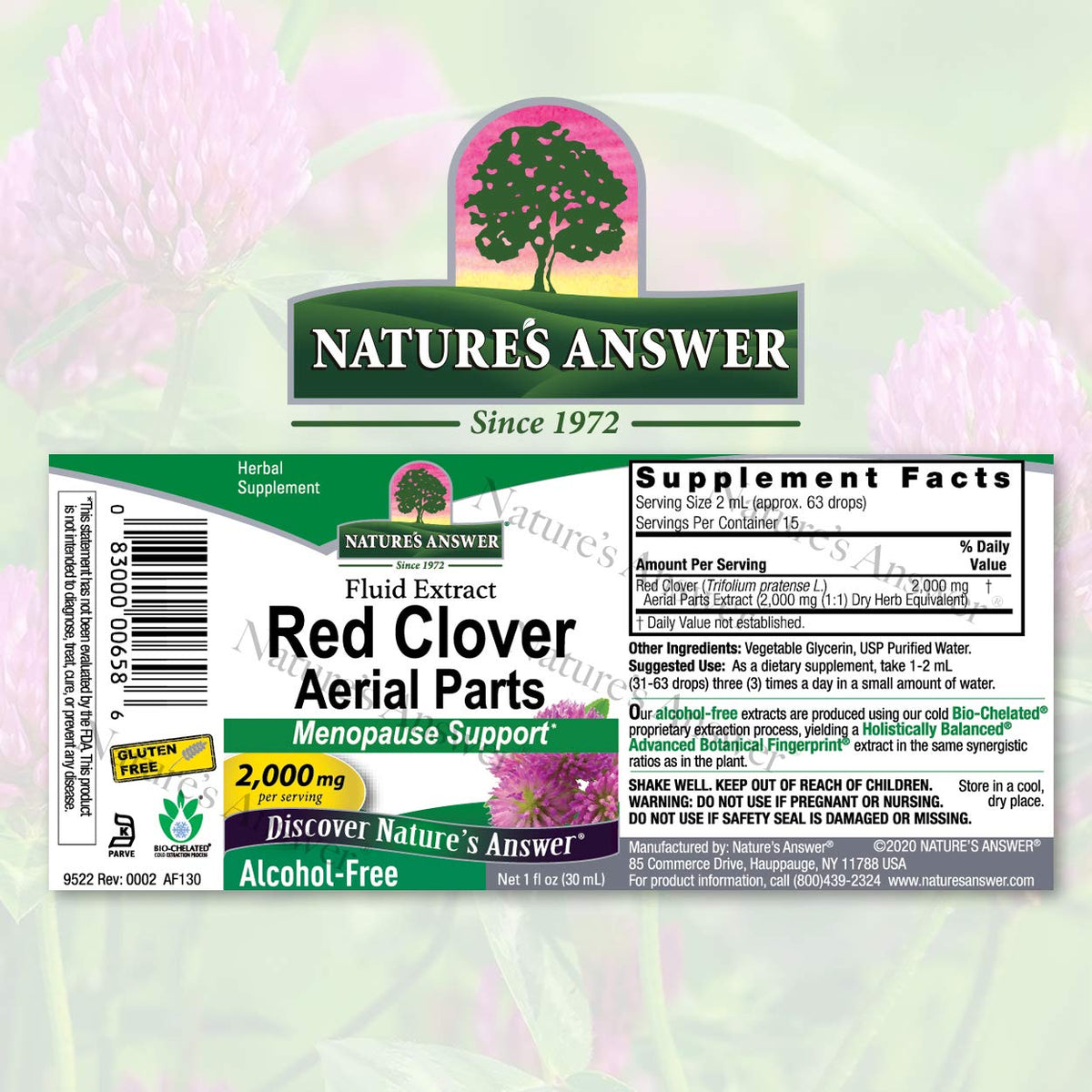 Nature's Answer Red Clover Extract Supplement Alcohol Free 1 Oz (Pack of 4) | Natural Mood Support