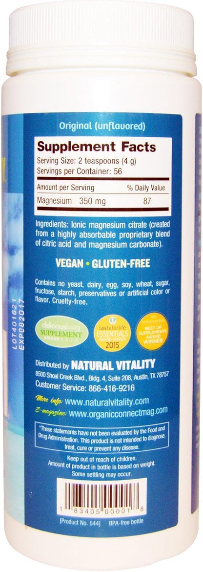 Natural Vitality Calm, Magnesium Citrate Supplement, Anti-Stress Drink Mix Powder, Unflavored - 8 Ounce (Packaging May Vary)
