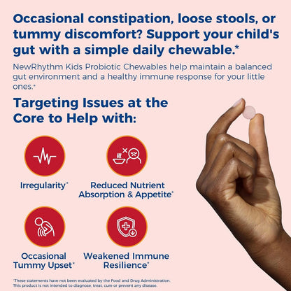 NewRhythm Probiotics 50 Billion CFU 20 Strains and Kids Probiotic Chewables, 5 Billion CFU 10 Strains