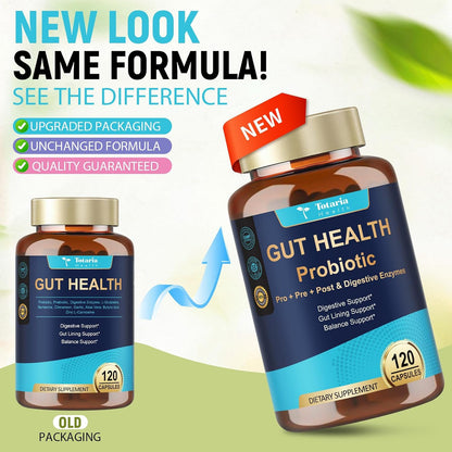 14-in-1 Gut Health with Probiotics, Prebiotics, Postbiotics & Digestive Enzymes for Women & Men, 60 Billion CFU Probiotics for Digestion, Strong Immunity, Skin, Complete Gut Health (120 Capsules)