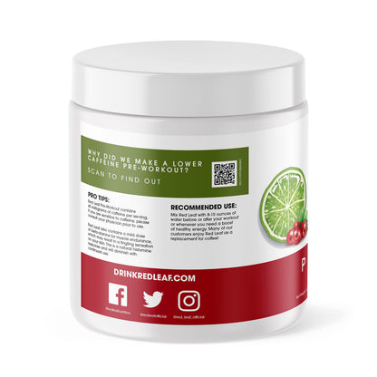Red Leaf Pre Workout Energizer Powder, BCAA's, Beta-Alanine, Amino Acids and Green Tea