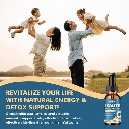 Zeolite Detox for Kids and Adults, Zeolite Clinoptilolite Liquid Drops with Chlorella, Magnesium, Zinc, Methy Vitamin B12 & D3, Gut Liver Detox Cleanse, Immunity, Pineapple Flavor 4 Fl Oz