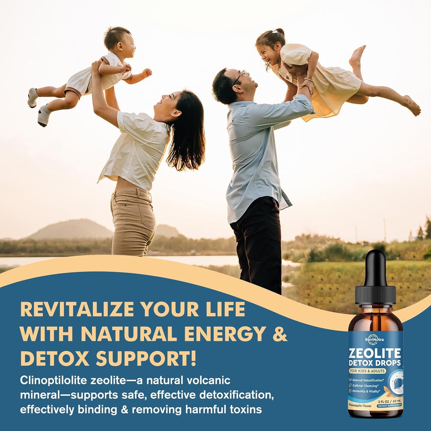Zeolite Detox for Kids and Adults, Zeolite Clinoptilolite Liquid Drops with Chlorella, Magnesium, Zinc, Methy Vitamin B12 & D3, Gut Liver Detox Cleanse, Immunity, Pineapple Flavor 2 Fl Oz
