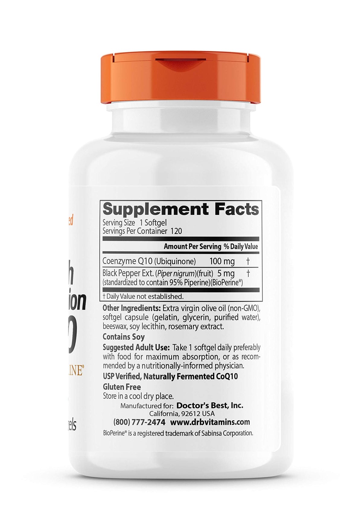 Doctor's Best High Absorption CoQ10 with BioPerine, Gluten Free, Naturally Fermented
