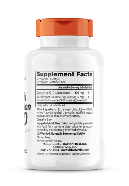 Doctor's Best High Absorption CoQ10 with BioPerine, Gluten Free, Naturally Fermented