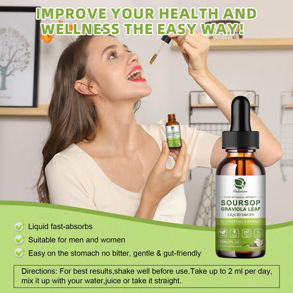 Lukaree Pure Soursop Graviola Leaf Extract for Immunity, Gut Health & Natural Energy Support – Soursop Bitters Liquid with Cold Extract – Vegan | Gluten-Free | 2 Fl Oz