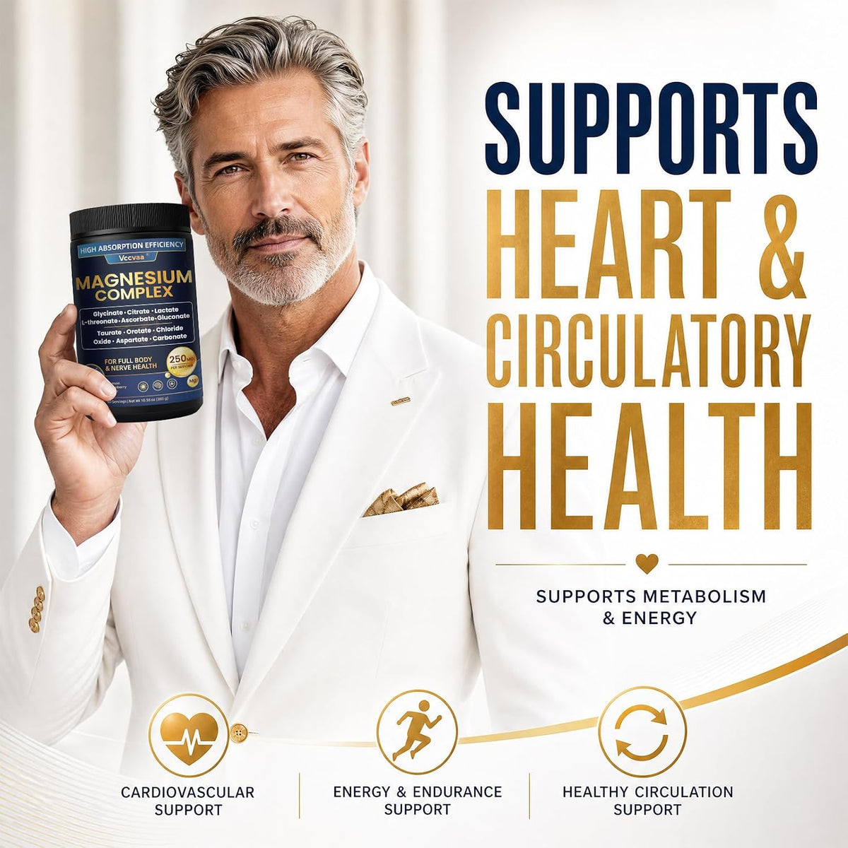 Magnesium Complex Powder Supplement with Glycinate, Citrate, Malate, Magnesium Complex with L-threonate for Muscle, Heart & Brain, Vegan (60 Servings) Lemon Raspberry