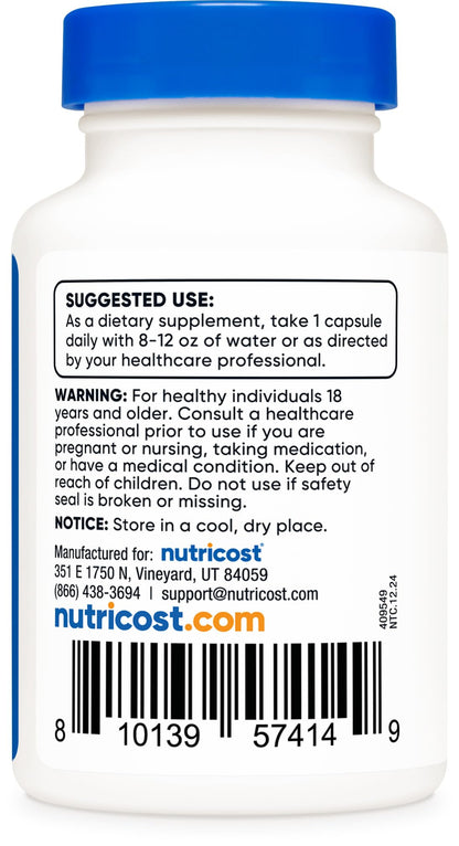 Nutricost N-Acetyl L-Cysteine (NAC) 600mg, 180 Capsules | GMO-Free And Gluten Free