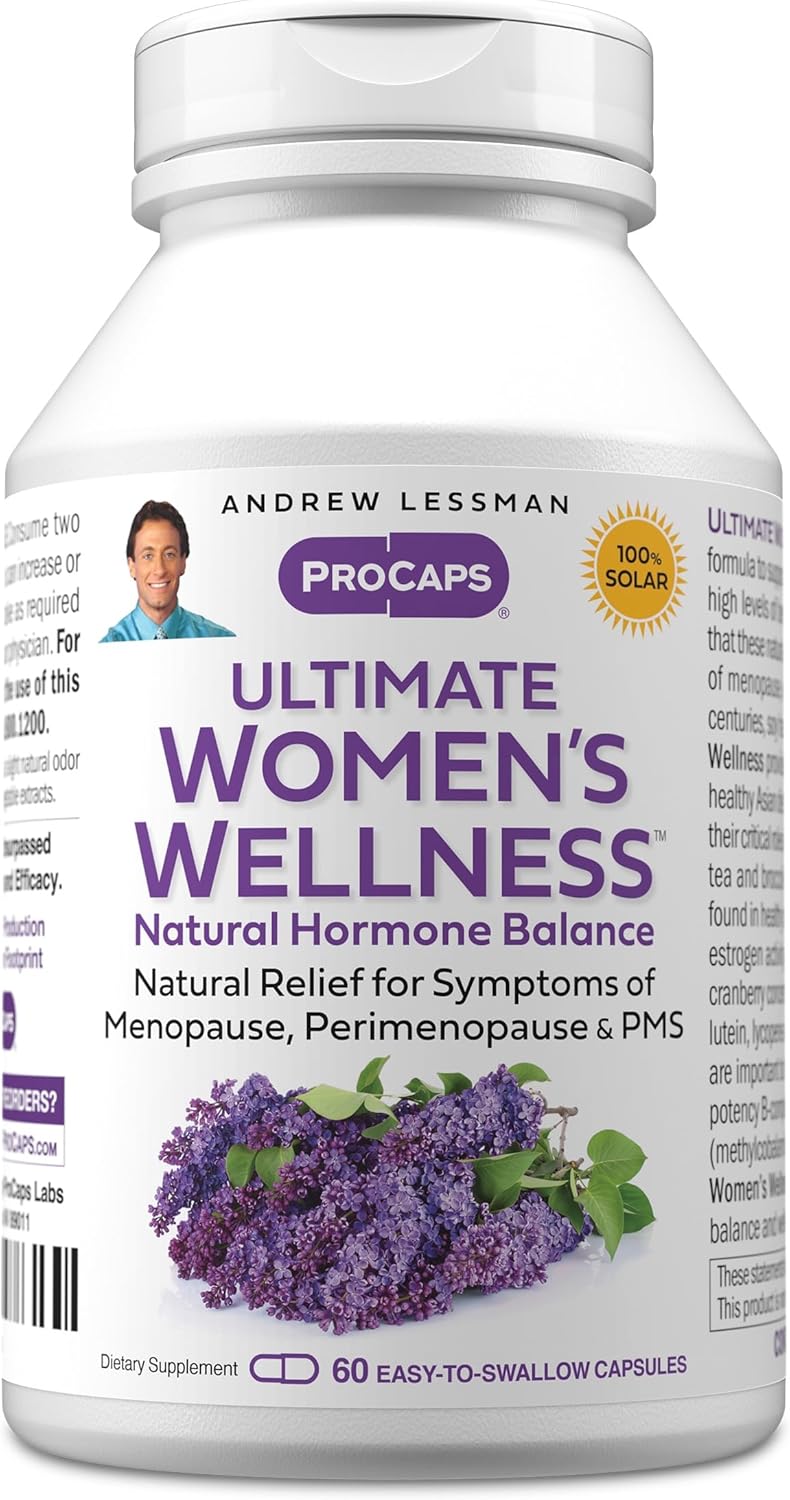 ANDREW LESSMAN Ultimate Women’s Wellness 60 Capsules - Naturally Relieves Menopause Symptoms, PMS, Perimenopause with Soy Isoflavones, EGCG, Cranberry, Indole-3-Carbinol. Easy to Swallow Capsules | Comprehensive women's wellness formula with Soy Isoflavon