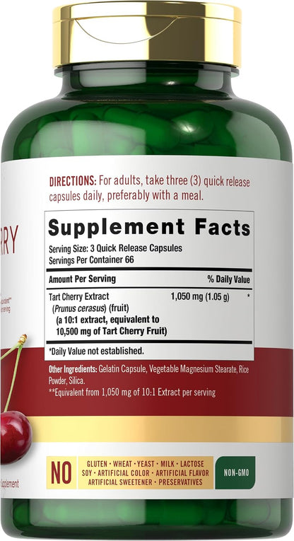 Carlyle Tart Cherry Capsules | 200 Pills | Max Potency | Non-GMO, Gluten Free | Tart Cherry Juice Extract