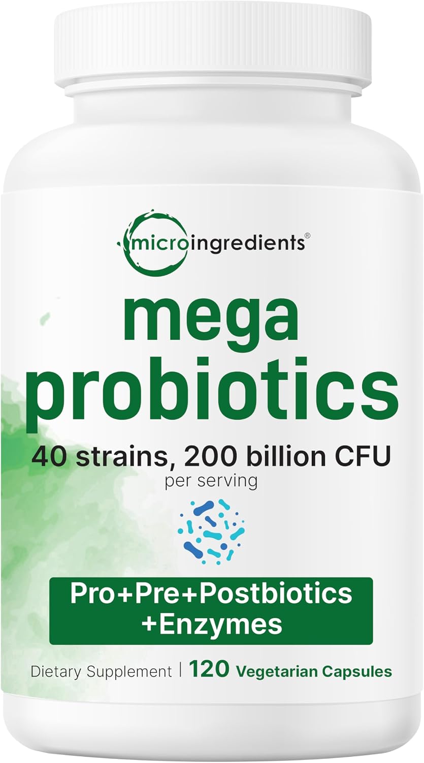 Micro Ingredients Omega-3 Fish Oil 4,200mg Softgels & Mega Probiotics 200 Billion CFU Veggie Capsules | 2 Pack Bundle | Wild-Caught, Burpless, Lemon Flavor | 40 Strains + Inulin, Acacia, & Bromelai